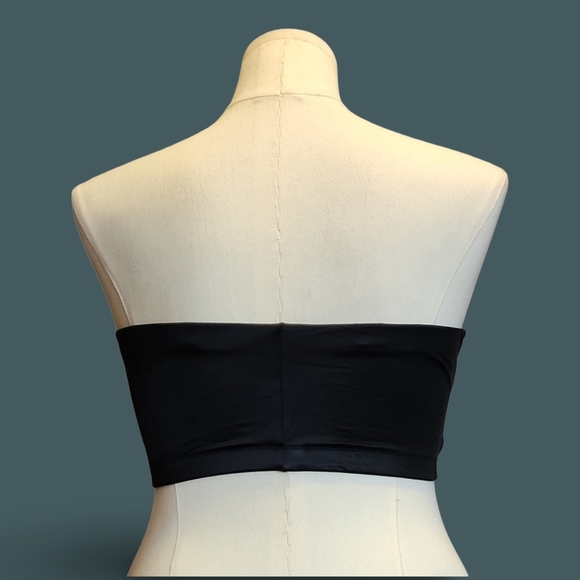 Elegant Black Strapless Bandeau Wireless Bra 42DD Goth Burlesque Halter Romantic - Picture 4 of 8